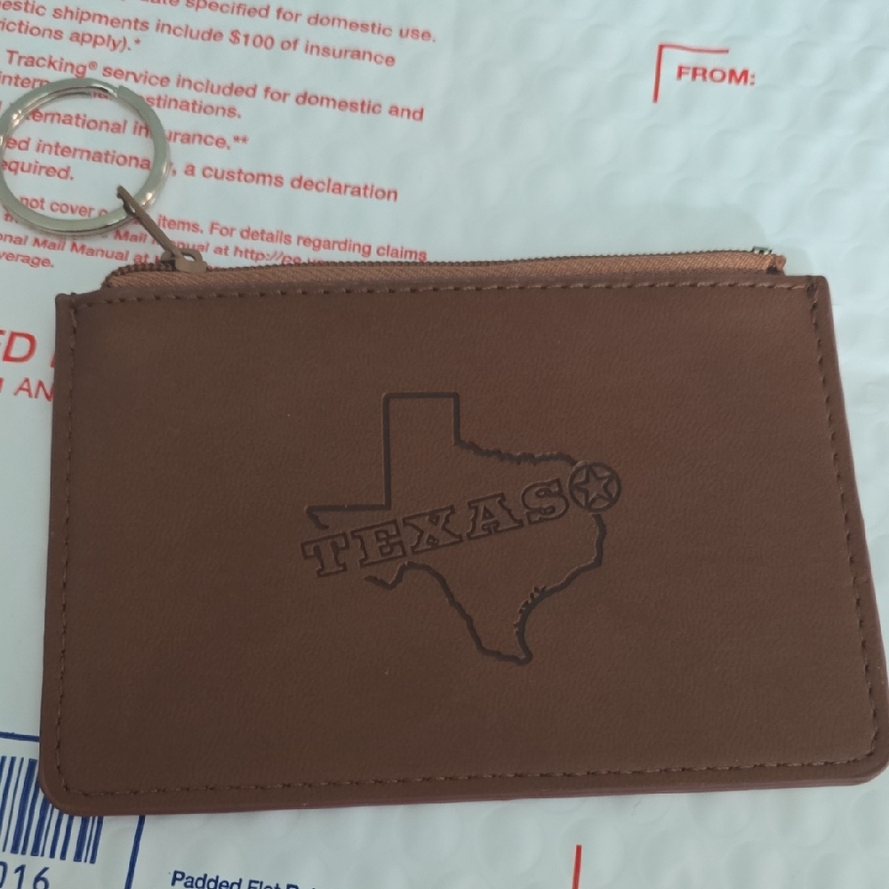 Brown Texas Faux Leather Coin Pouch